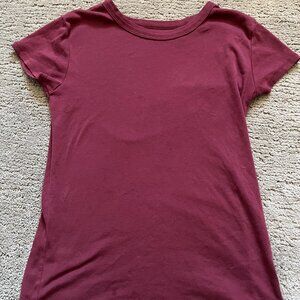 Mossimo Fitted Burgundy Cap-Sleeve Tee